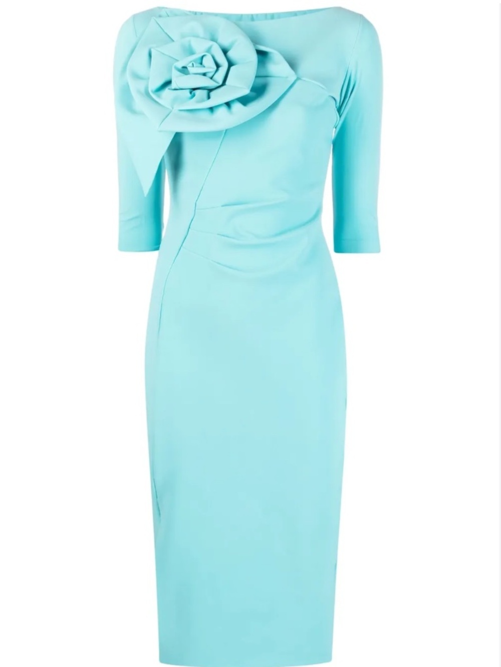 CHIARA BONI LA PETITE ROBE Large Flower Sheath Dress In 550 Turquoise - Picture 2 of 7